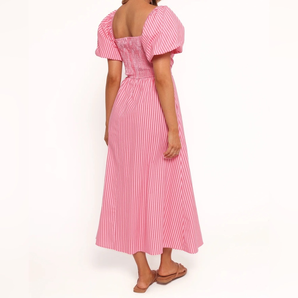 Petal & Pup Clo Puff Sleeve Midi Dress Pink Striped - Picture 4 of 8